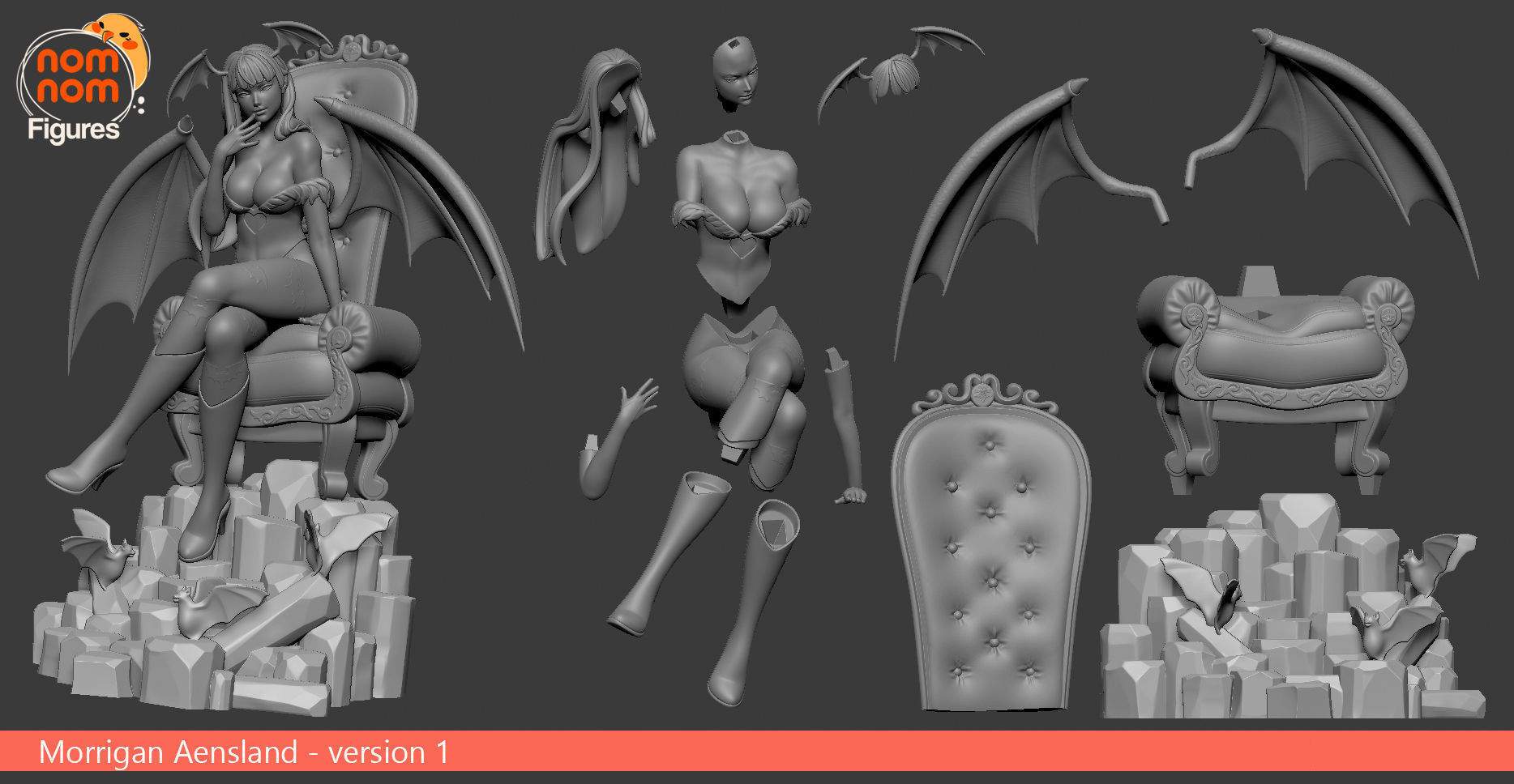 Morrigan Aensland - Version 1 and 2 3D print model_3