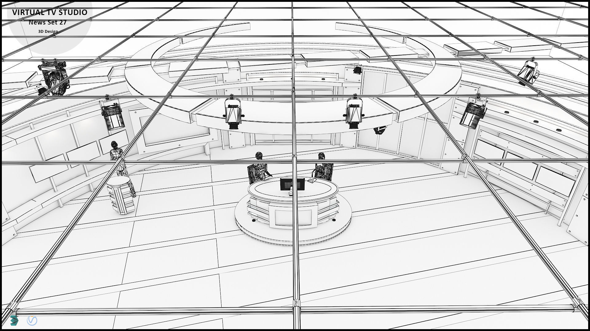 Virtual TV Studio News Set 27 3D model_34