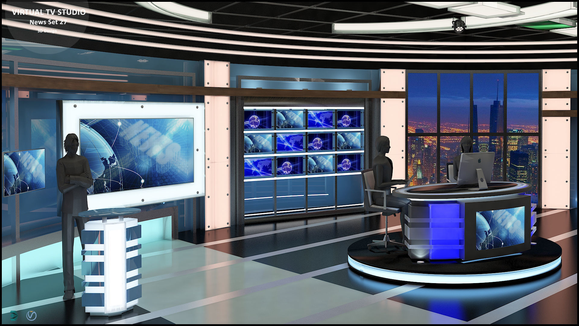 Virtual TV Studio News Set 27 3D model_15