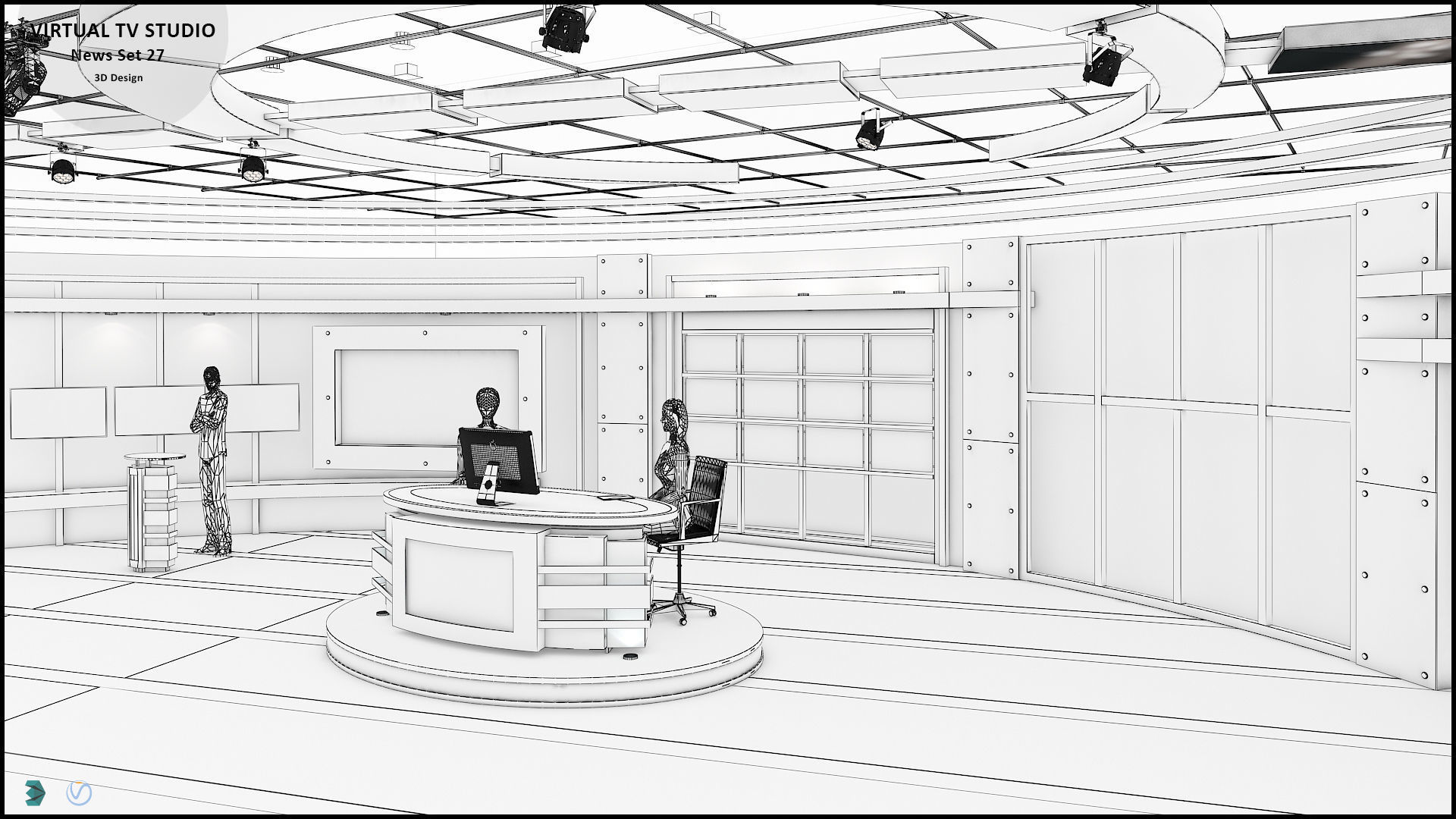 Virtual TV Studio News Set 27 3D model_24