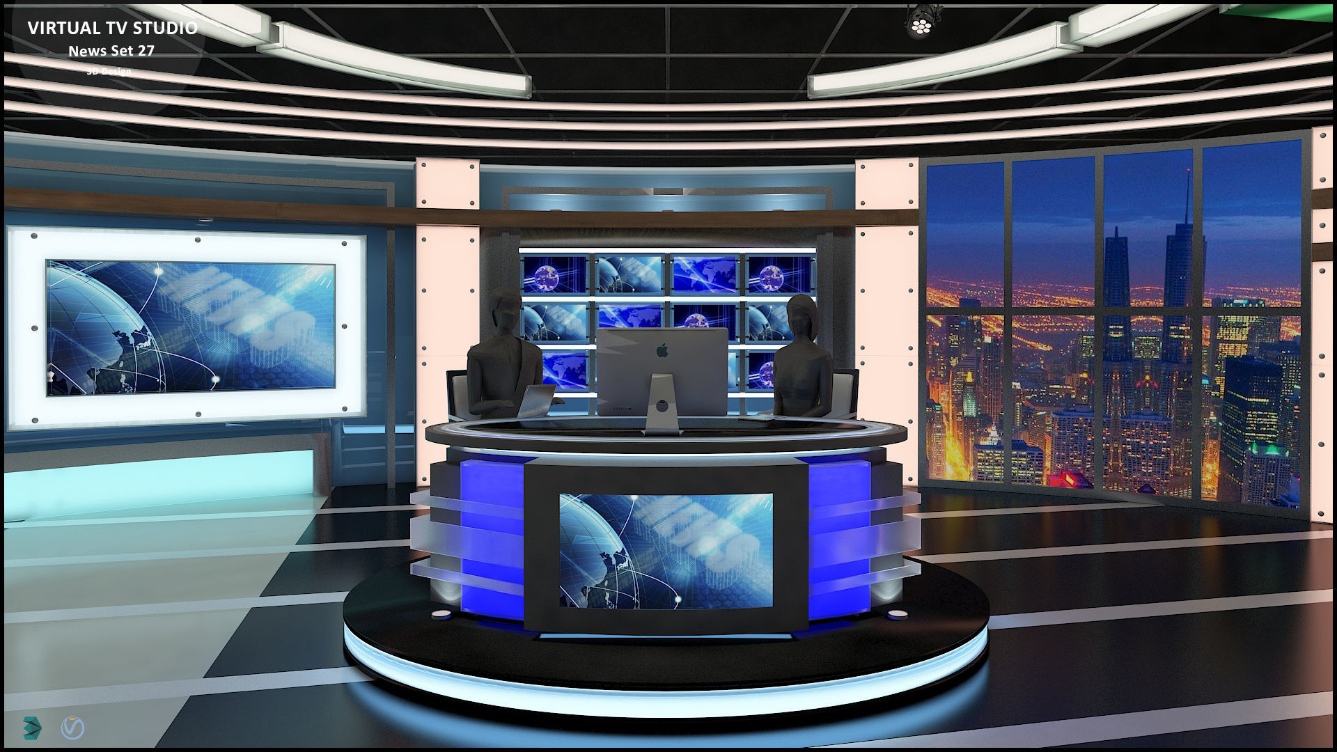 Virtual TV Studio News Set 27 3D model_7
