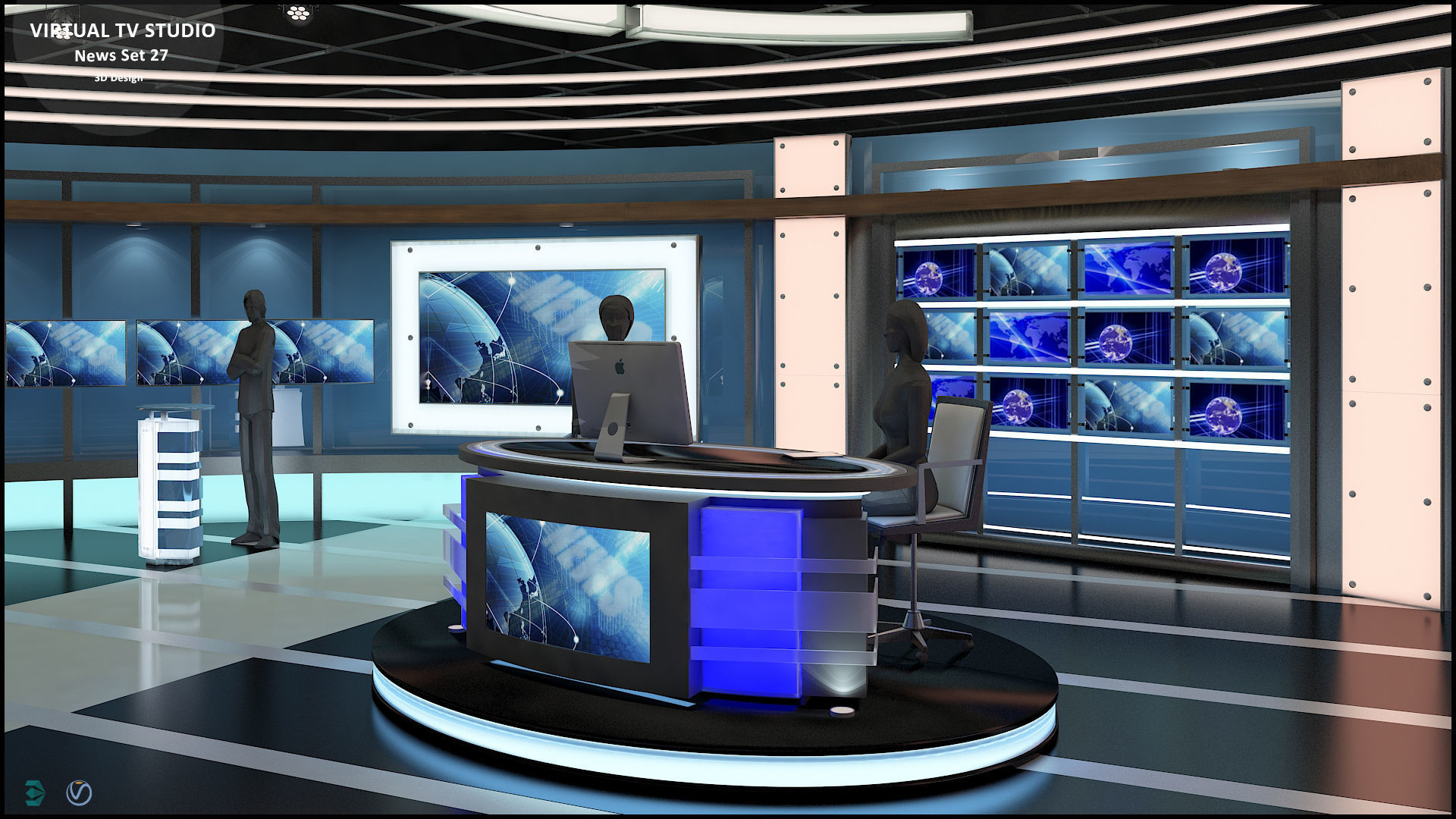 Virtual TV Studio News Set 27 3D model_27