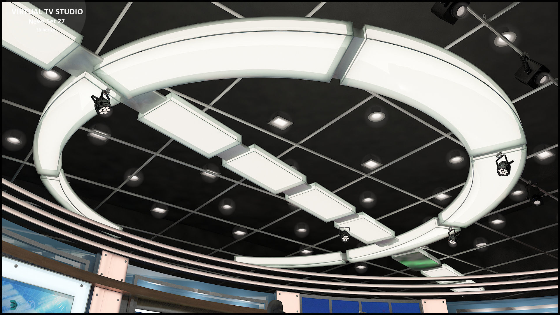 Virtual TV Studio News Set 27 3D model_37