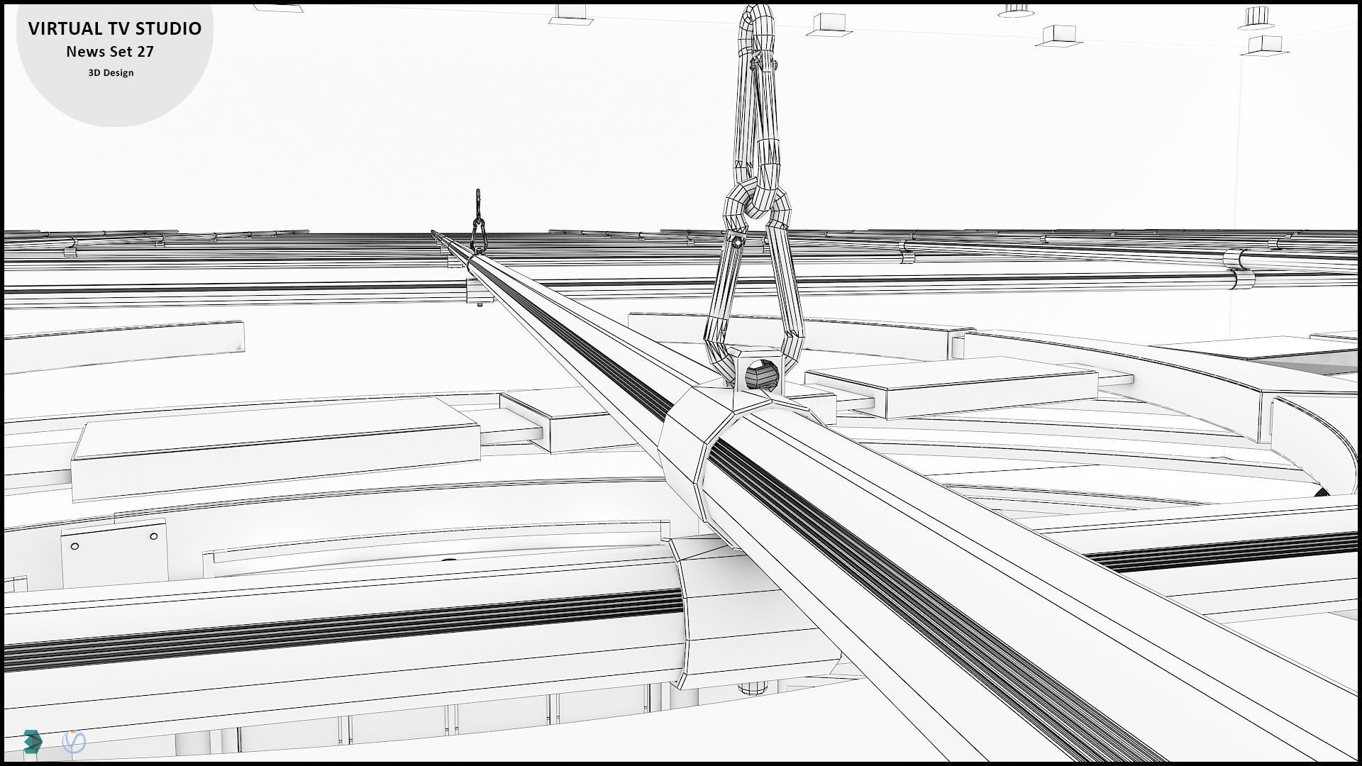 Virtual TV Studio News Set 27 3D model_40