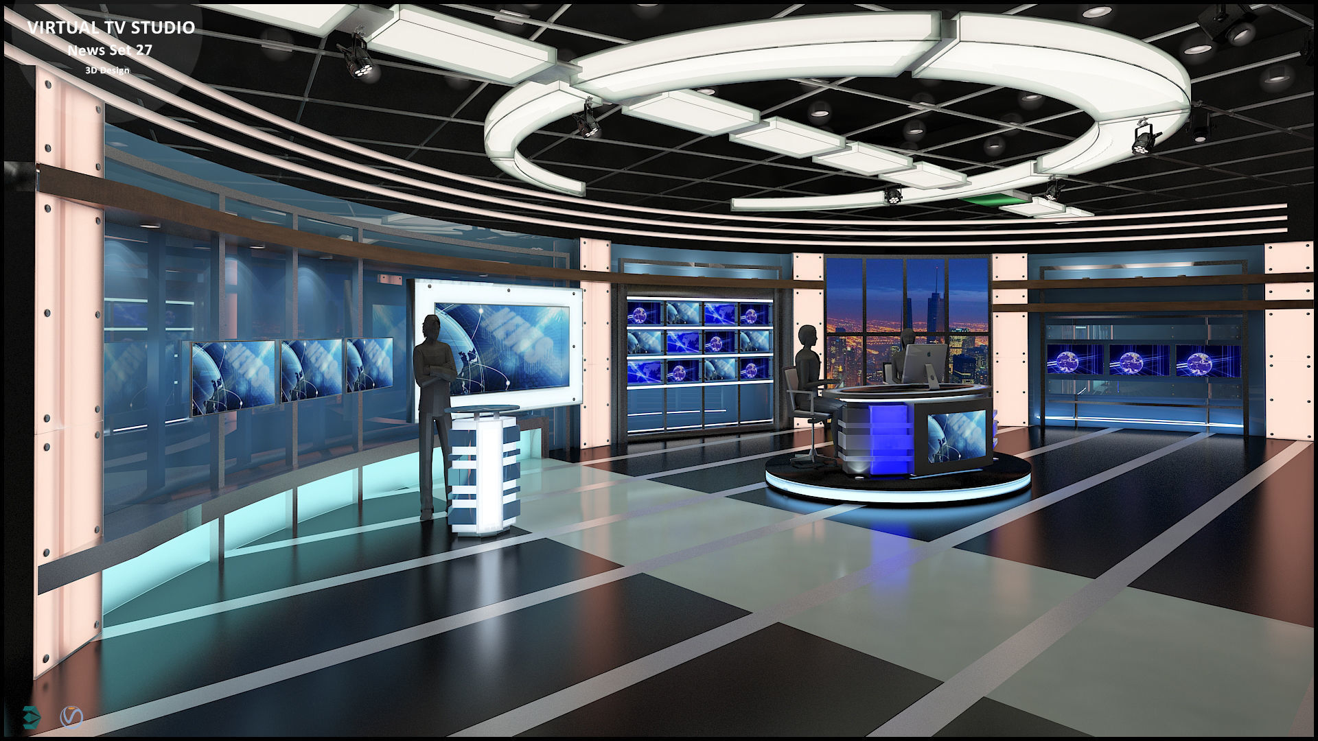 Virtual TV Studio News Set 27 3D model_13