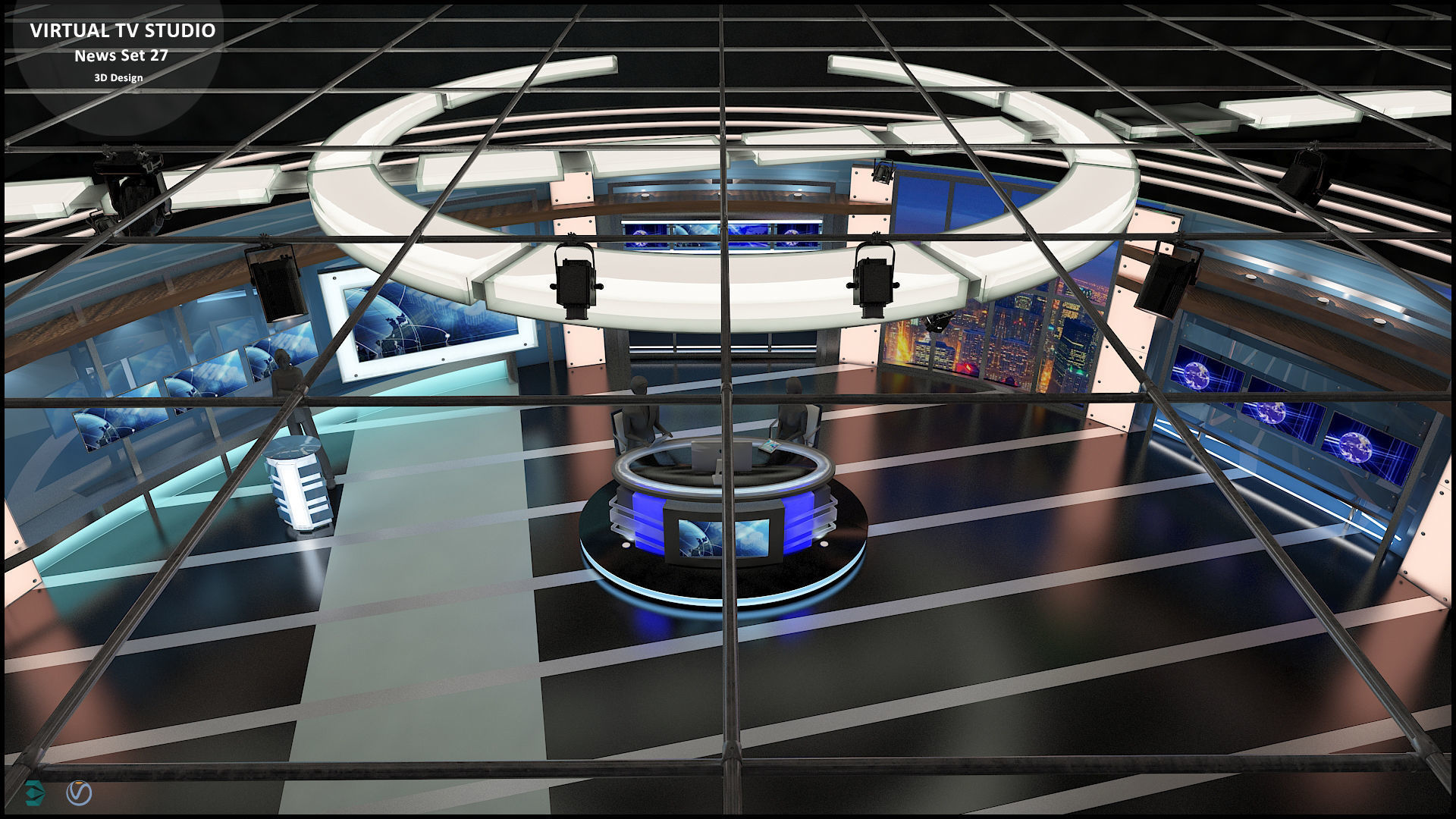 Virtual TV Studio News Set 27 3D model_33