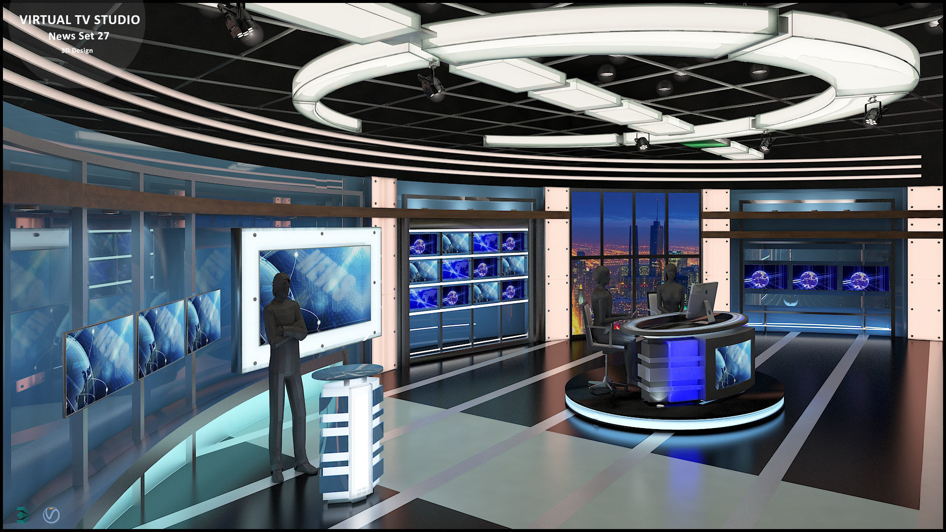 Virtual TV Studio News Set 27 3D model_19