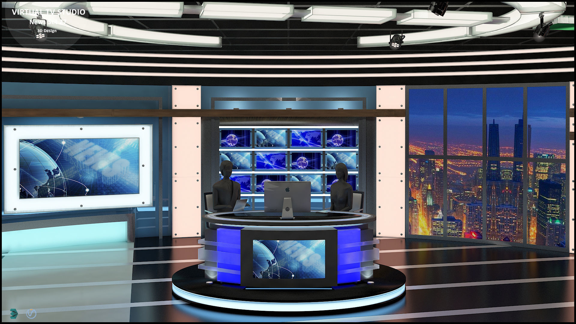 Virtual TV Studio News Set 27 3D model_5