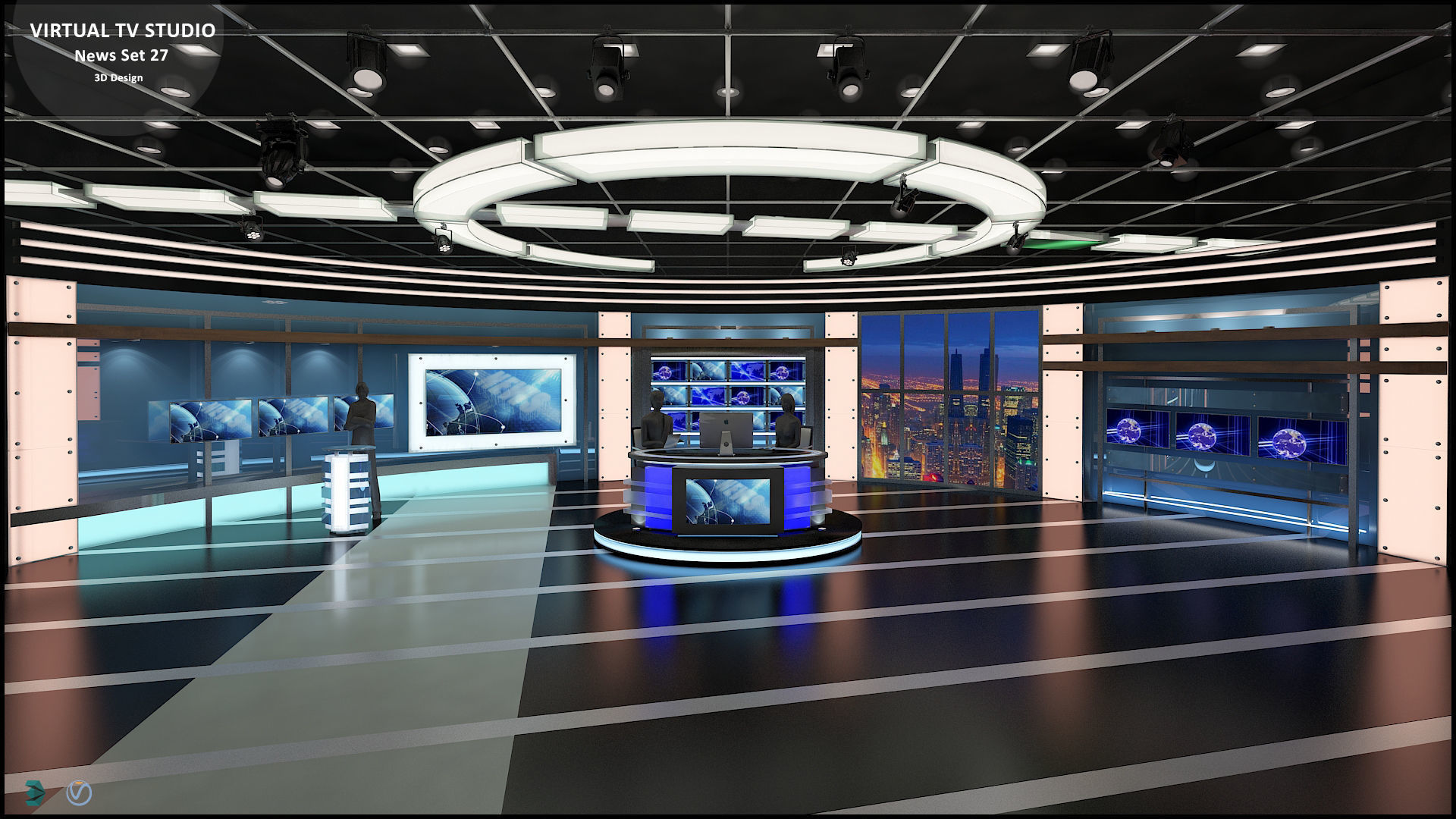Virtual TV Studio News Set 27 3D model_2
