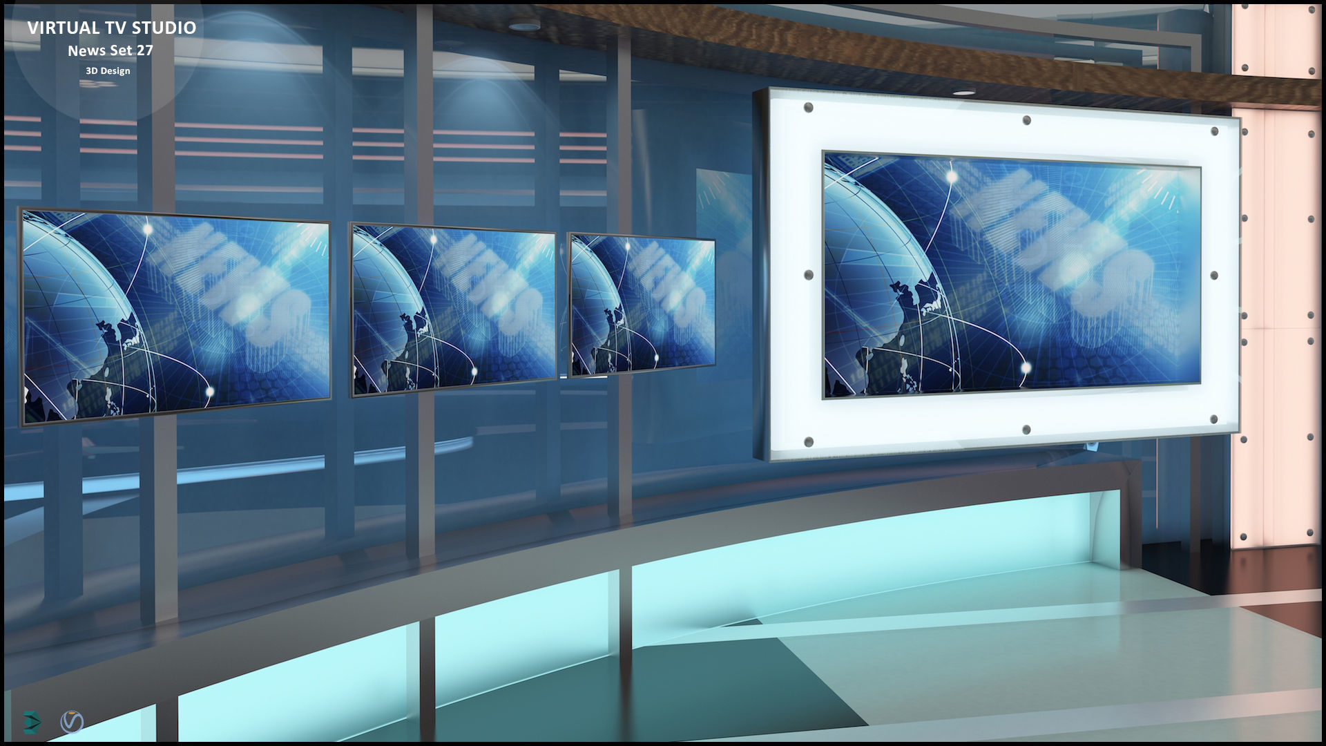 Virtual TV Studio News Set 27 3D model_31