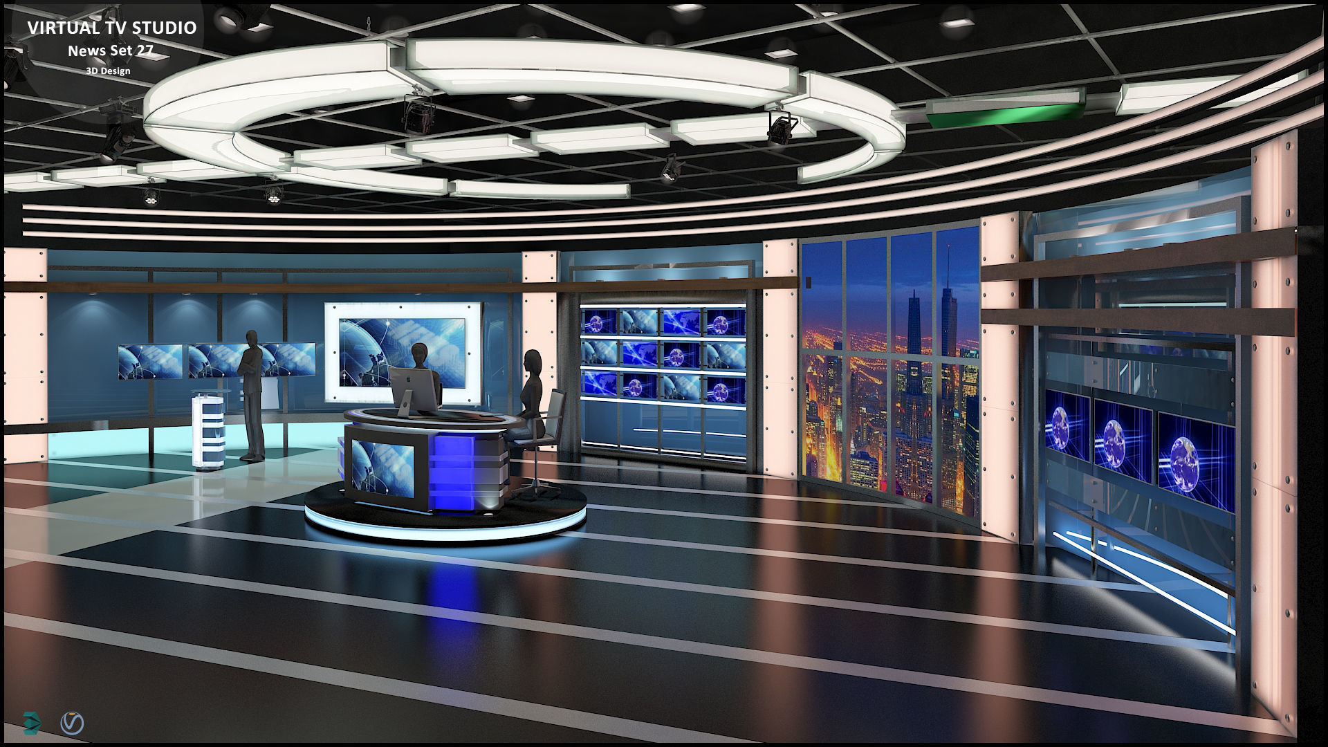 Virtual TV Studio News Set 27 3D model_21
