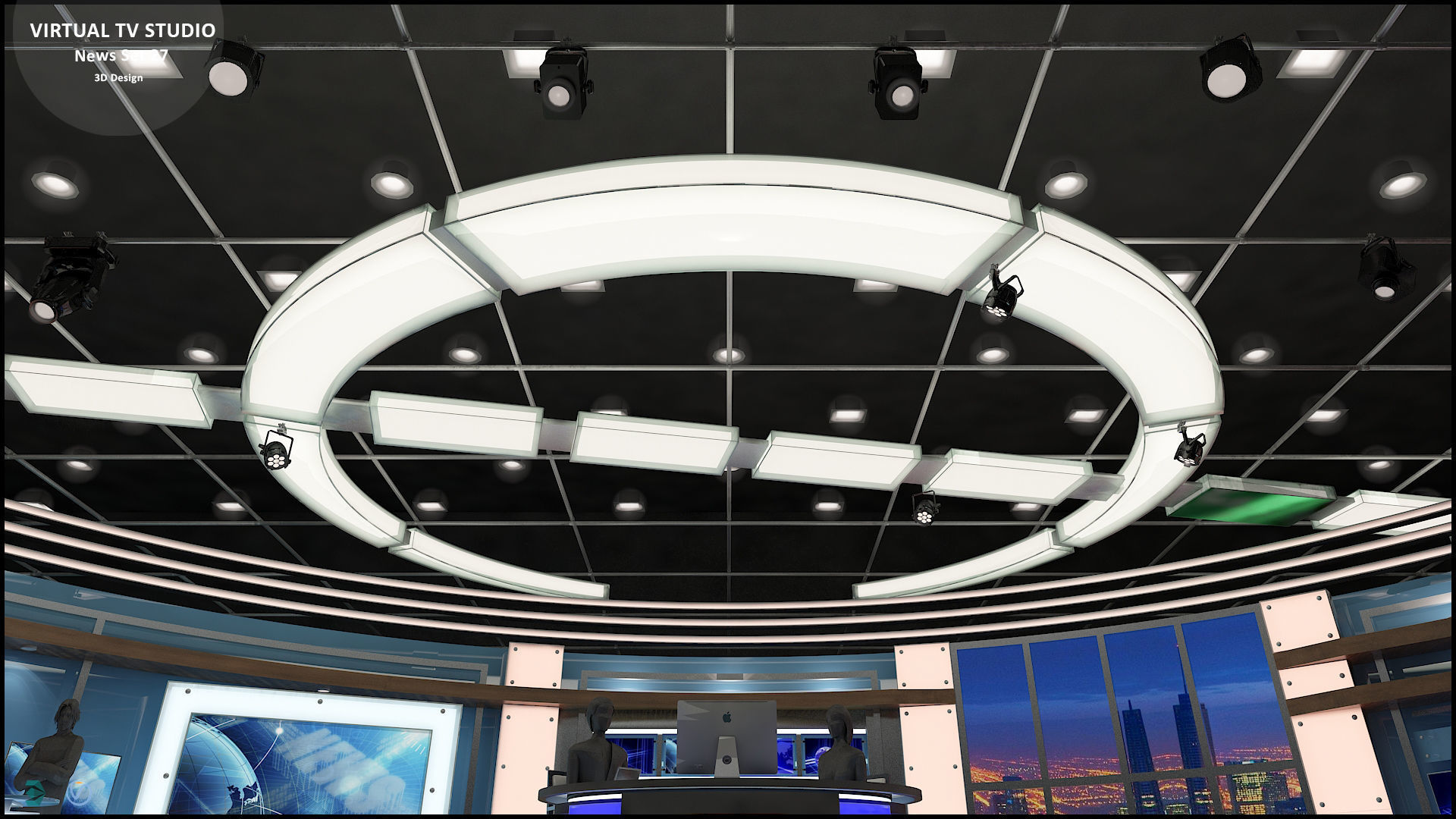 Virtual TV Studio News Set 27 3D model_35