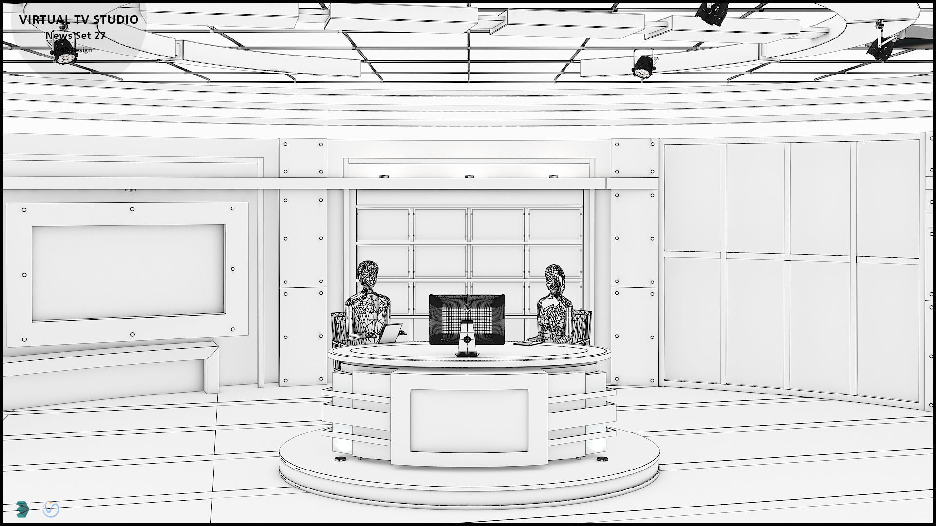 Virtual TV Studio News Set 27 3D model_6