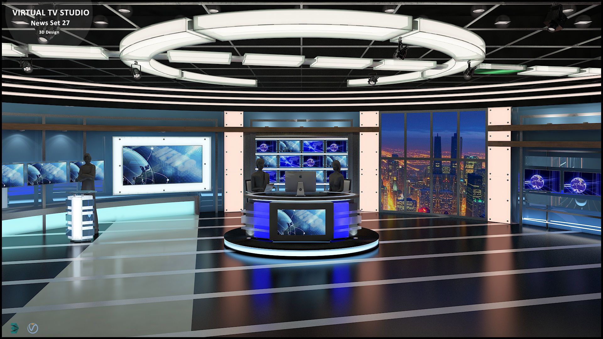 Virtual TV Studio News Set 27 3D model_3