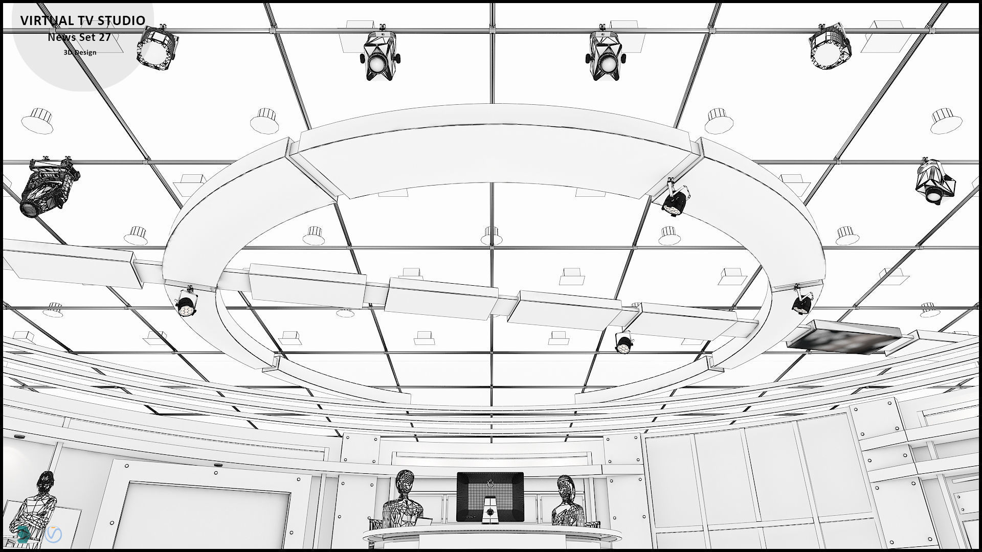 Virtual TV Studio News Set 27 3D model_36