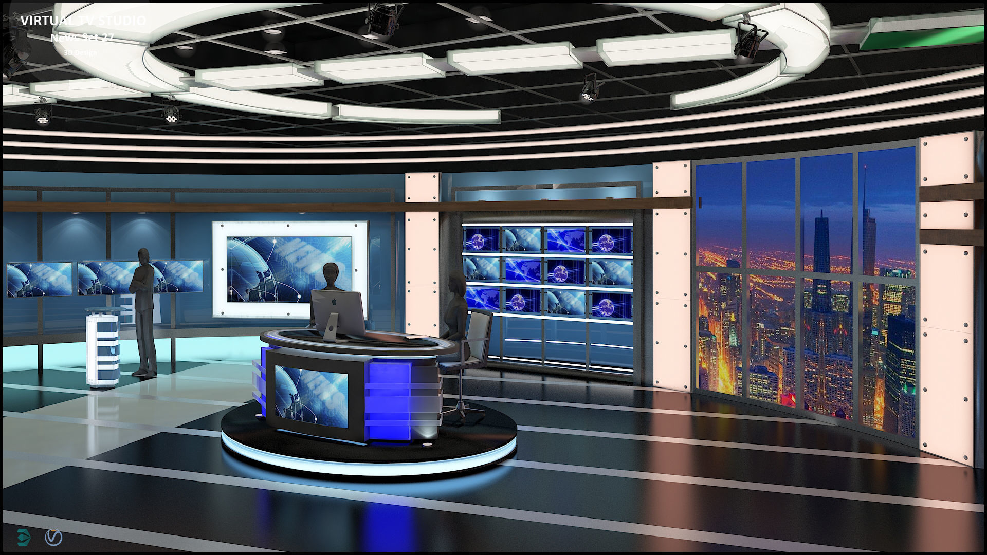 Virtual TV Studio News Set 27 3D model_23
