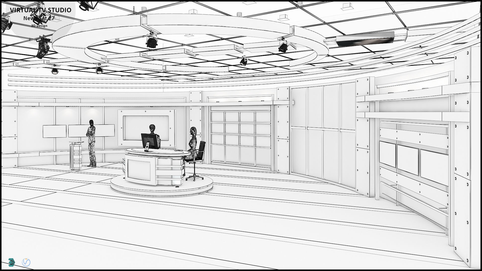 Virtual TV Studio News Set 27 3D model_22
