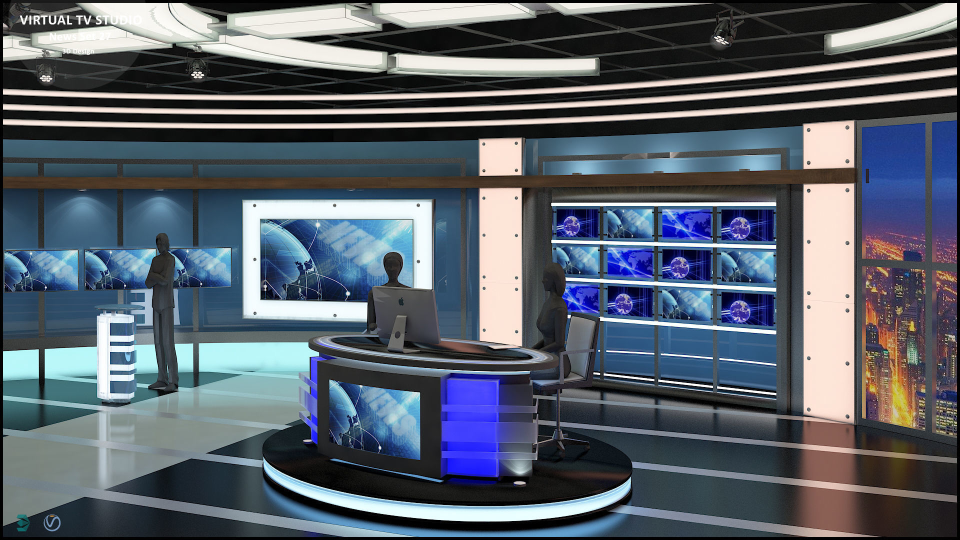 Virtual TV Studio News Set 27 3D model_25