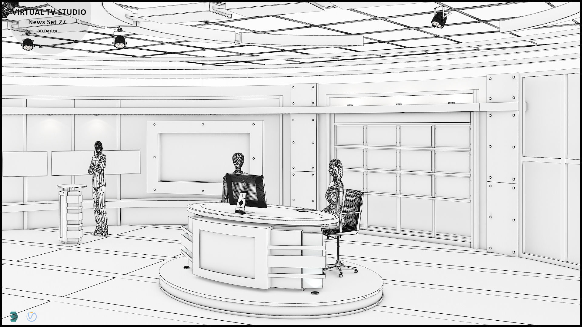 Virtual TV Studio News Set 27 3D model_26