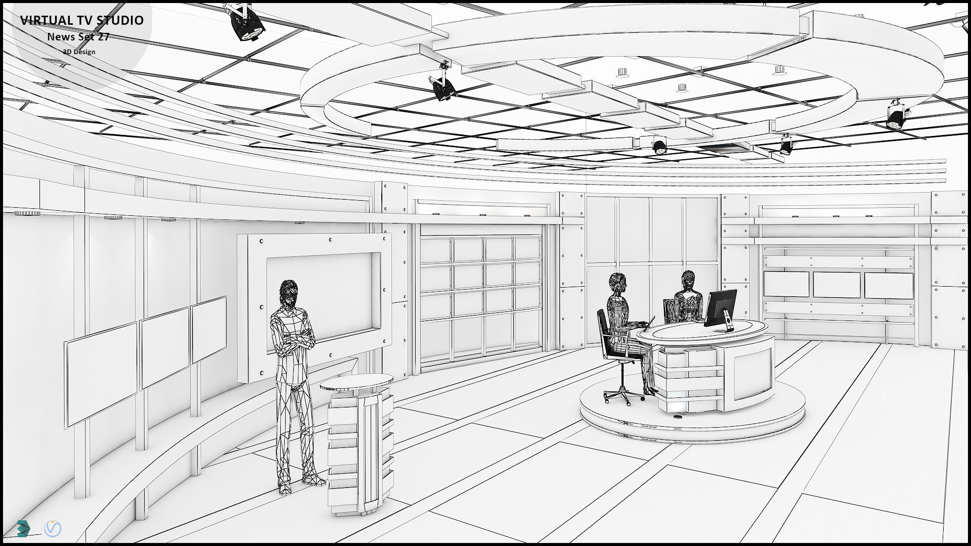 Virtual TV Studio News Set 27 3D model_20