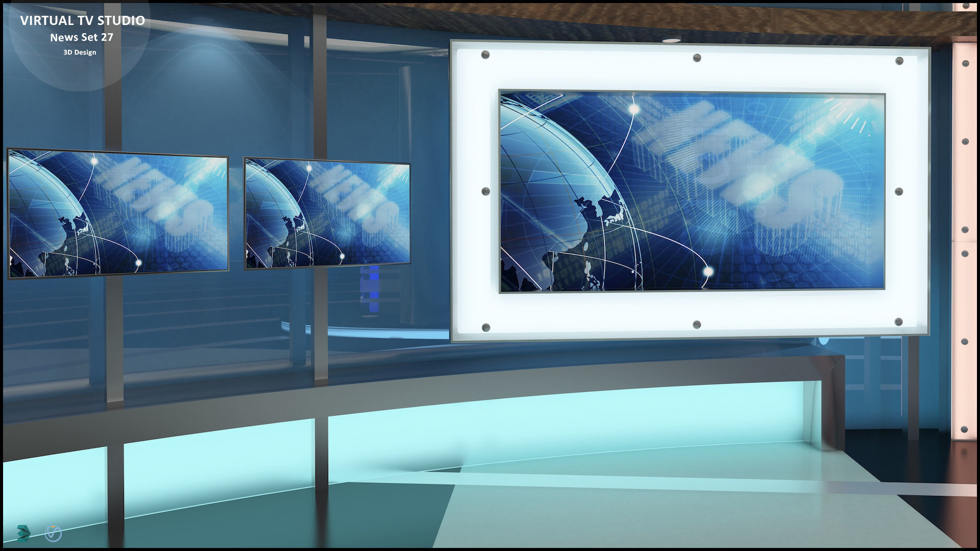 Virtual TV Studio News Set 27 3D model_32