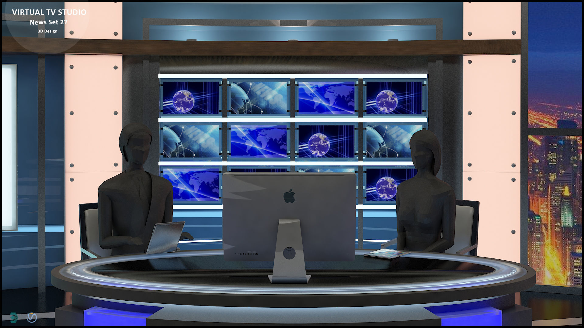 Virtual TV Studio News Set 27 3D model_29