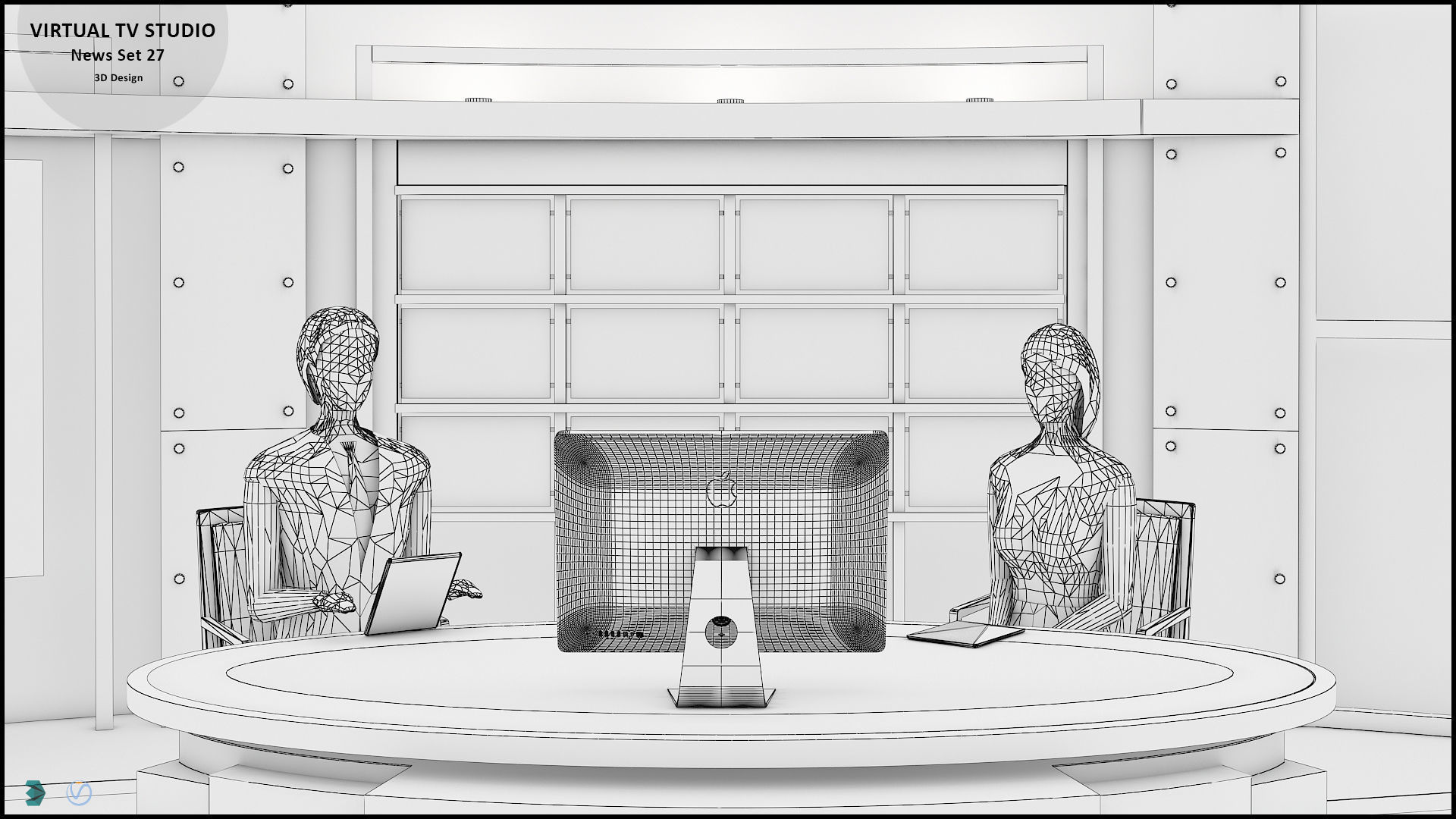 Virtual TV Studio News Set 27 3D model_30