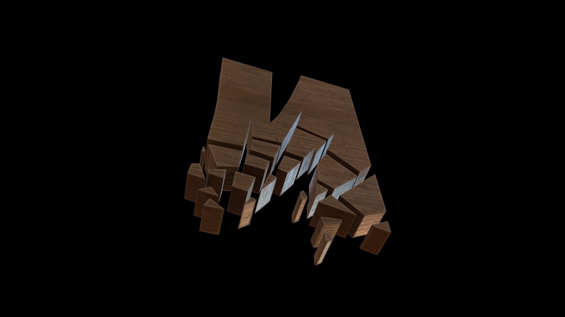 FONT-086 Letter N Low-poly 3D model_5