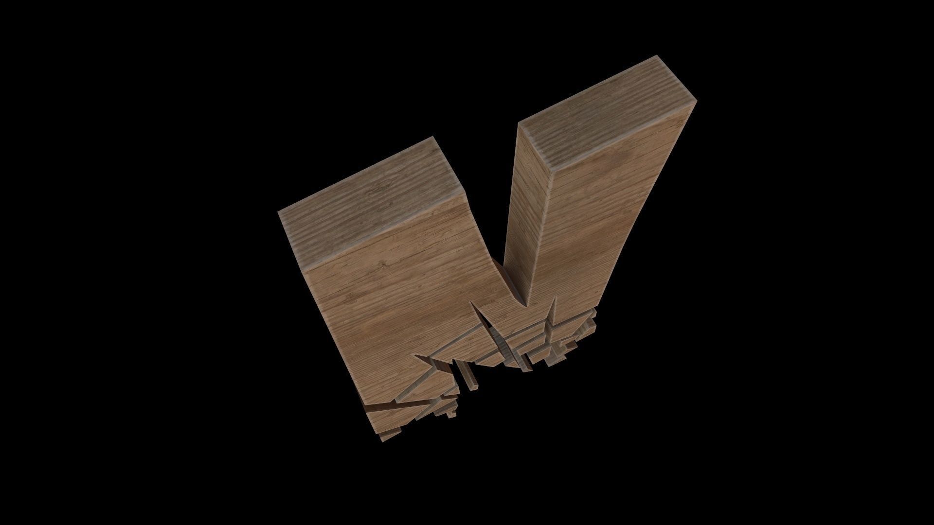 FONT-086 Letter N Low-poly 3D model_4