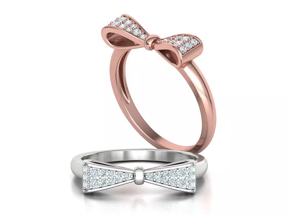 Bow Knot Diamond Fashion ring 3dmodel 3D print model_0
