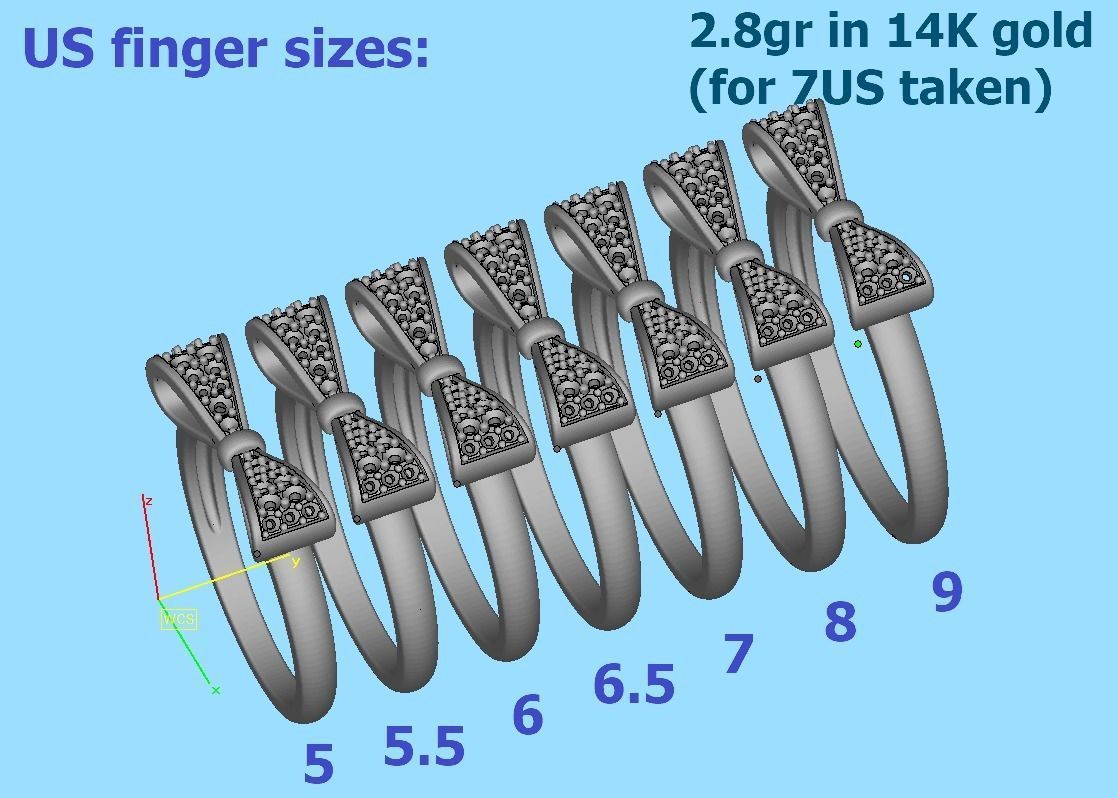 Bow Knot Diamond Fashion ring 3dmodel 3D print model_14