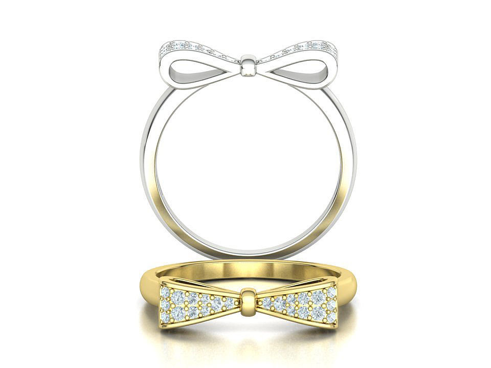 Bow Knot Diamond Fashion ring 3dmodel 3D print model_3