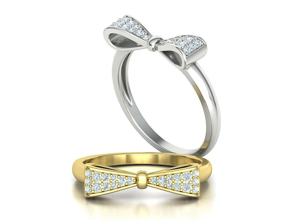 Bow Knot Diamond Fashion ring 3dmodel 3D print model_1