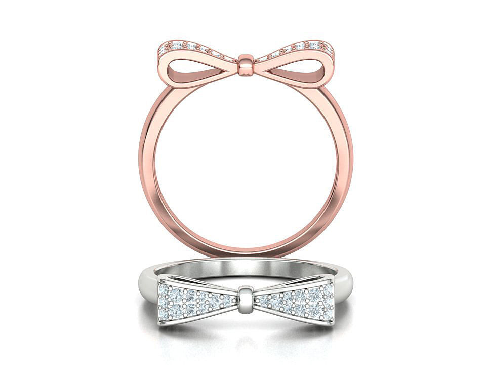 Bow Knot Diamond Fashion ring 3dmodel 3D print model_2
