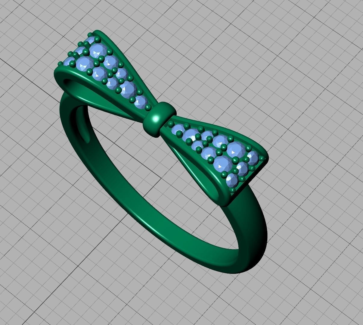 Bow Knot Diamond Fashion ring 3dmodel 3D print model_18