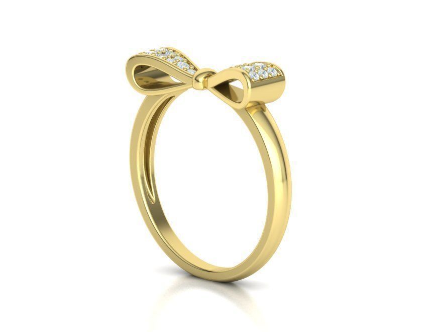 Bow Knot Diamond Fashion ring 3dmodel 3D print model_8