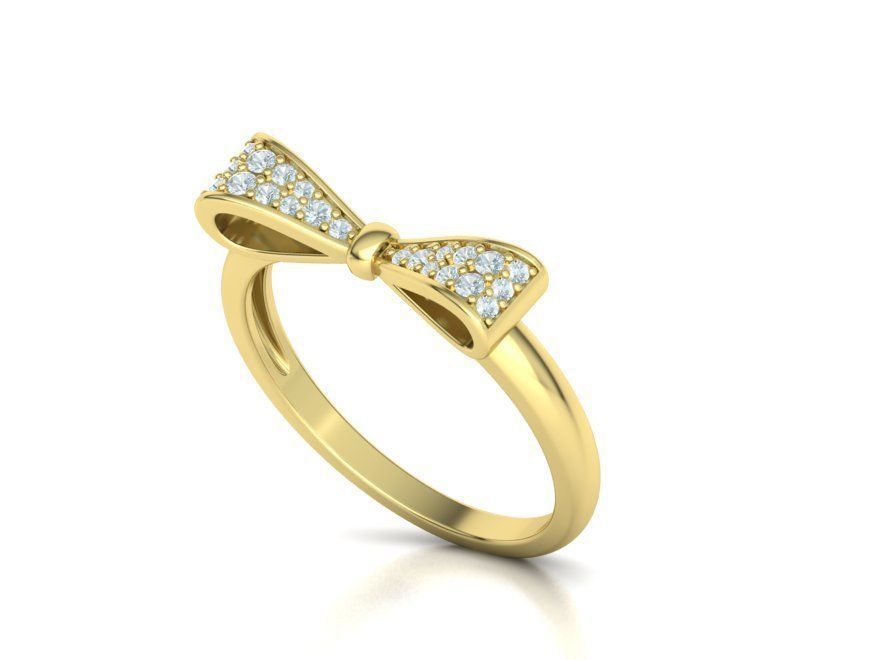 Bow Knot Diamond Fashion ring 3dmodel 3D print model_12