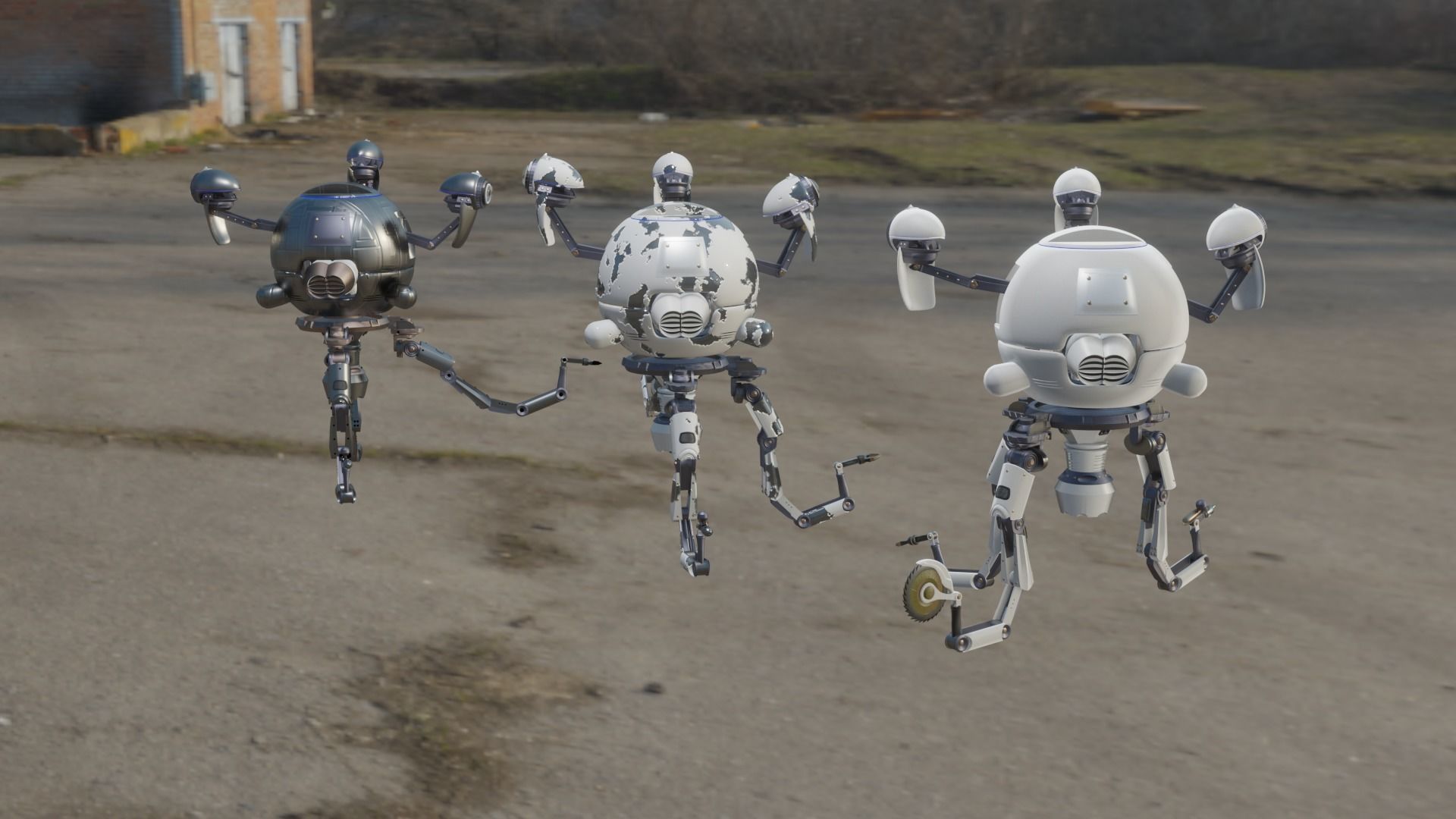 fallout Mr Handy Robot Rig 3D Low-poly 3D model_1