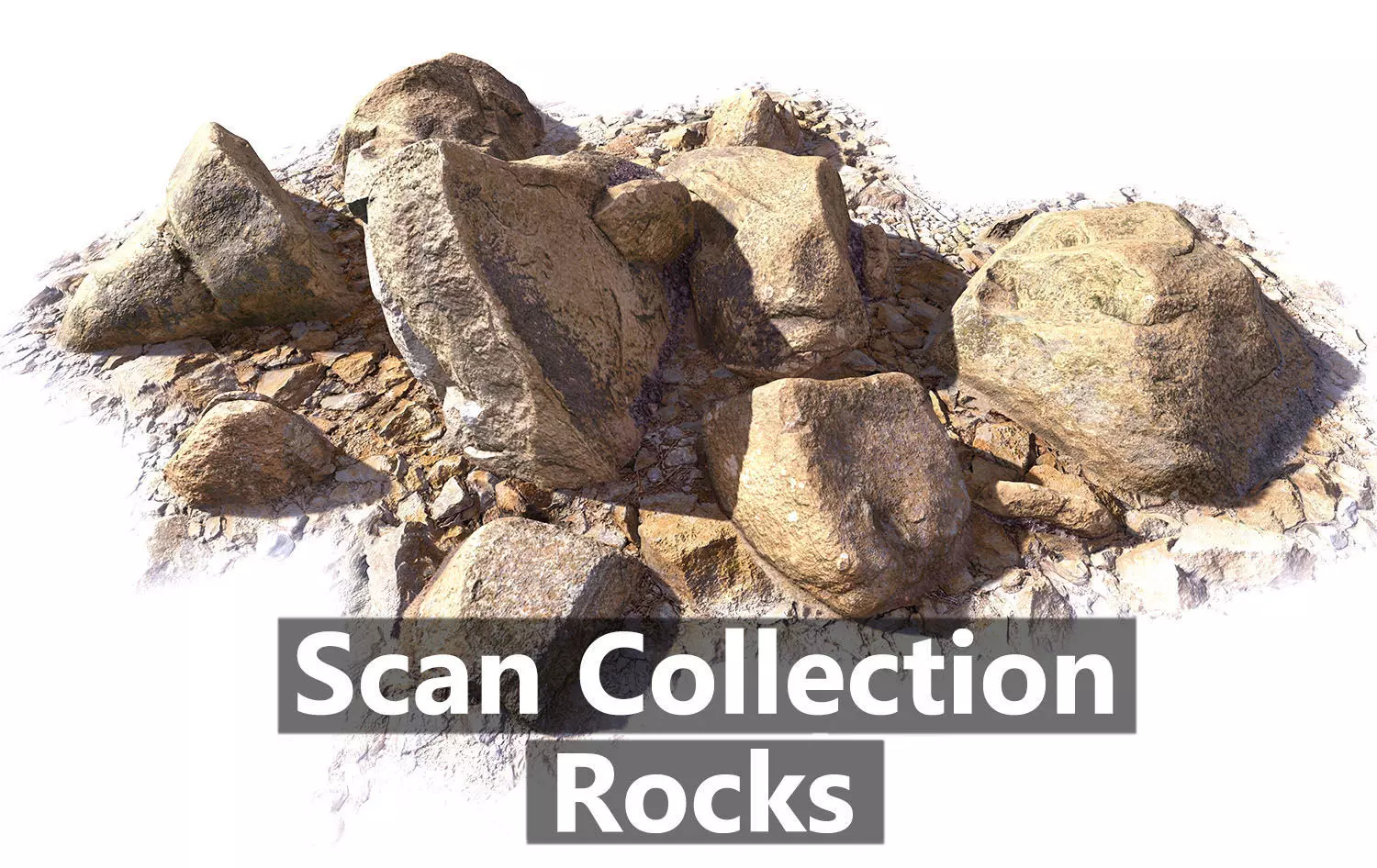 Rock stone boulder Scans - 3D PBR Low Poly Pack Low-poly 3D model_0