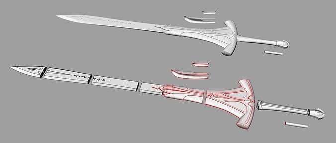 Clarent Sword of Mordred from Fate franchise 3D print model