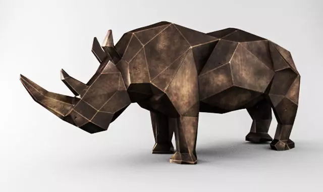 RHINO model made of polygons 3D model_0