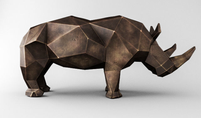 RHINO model made of polygons 3D model_1