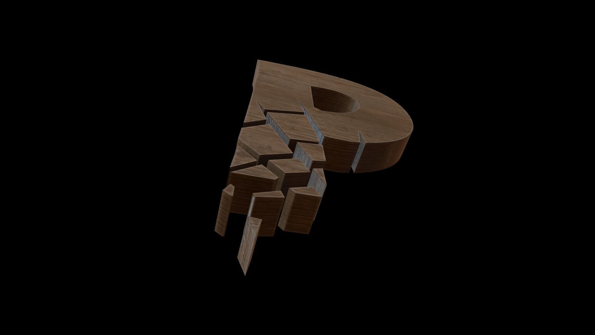 FONT-088 Letter P Low-poly 3D model_3