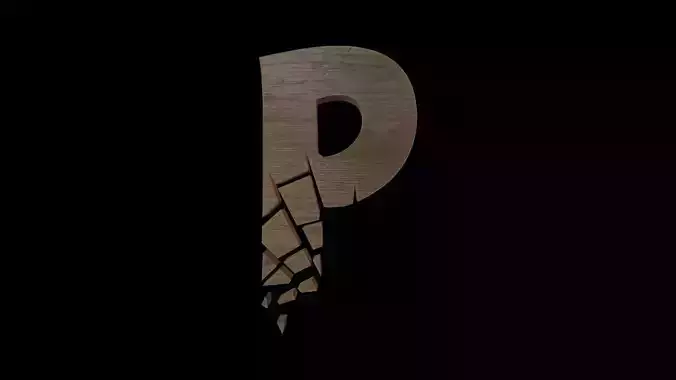FONT-088 Letter P Low-poly 3D model
