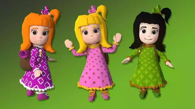 Cute Cartoon Girl face rig included