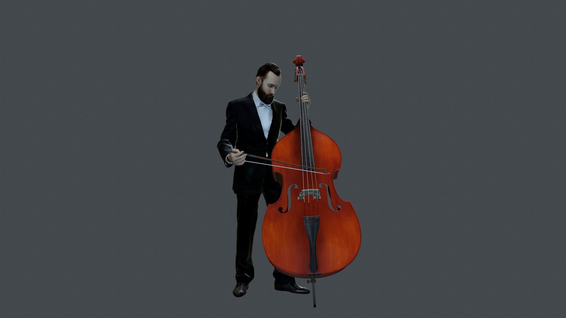 Violonista cello player 3D model_1