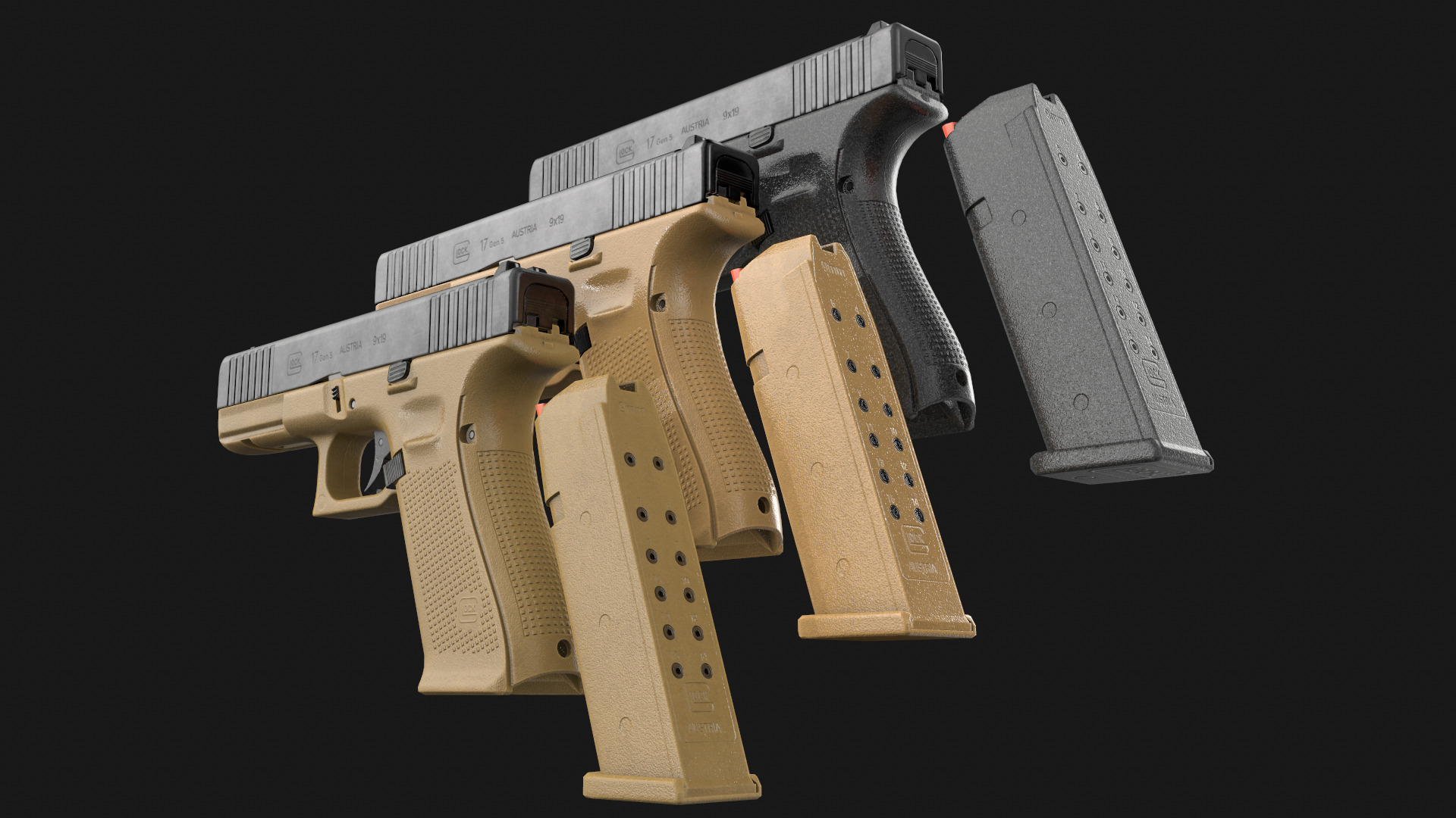 Glock 17 Gen 5 Game Ready Low-poly 3D model_5