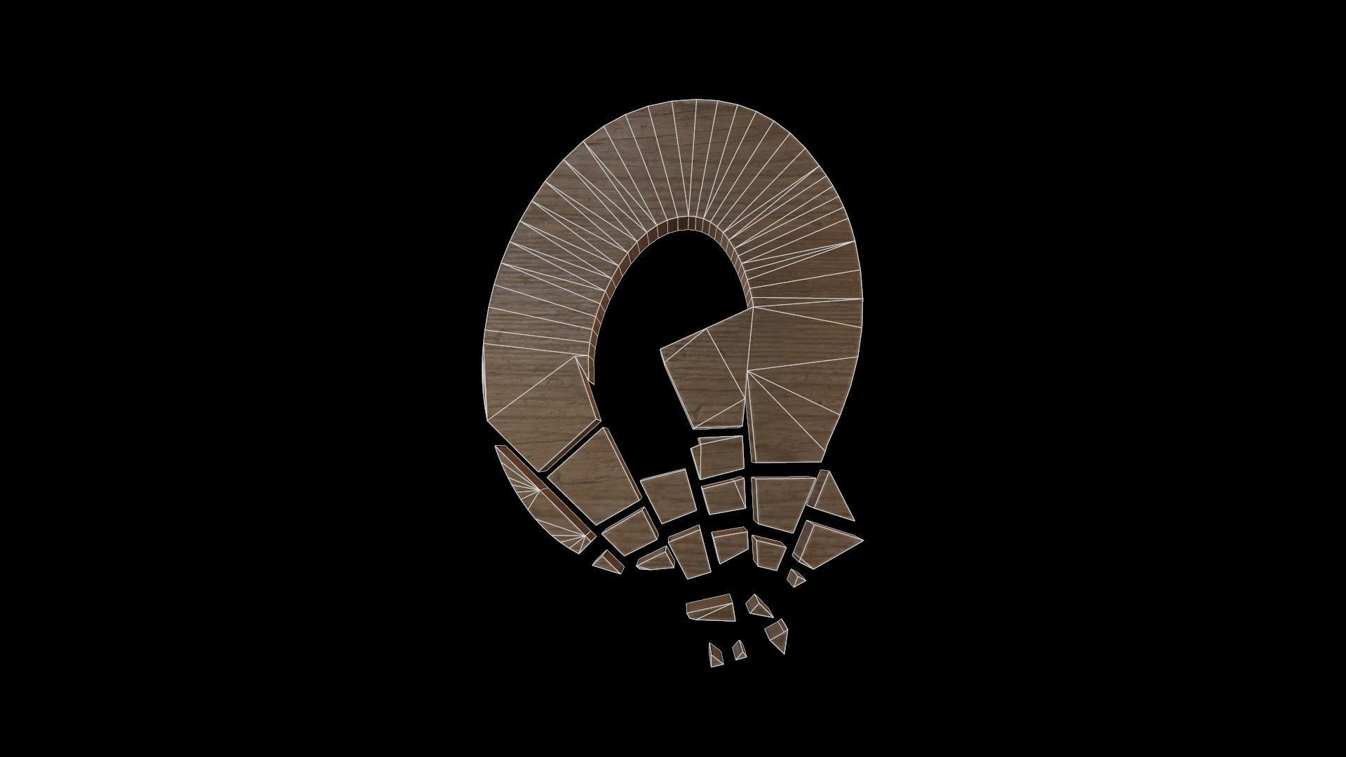 FONT-089 Letter Q Low-poly 3D model_2