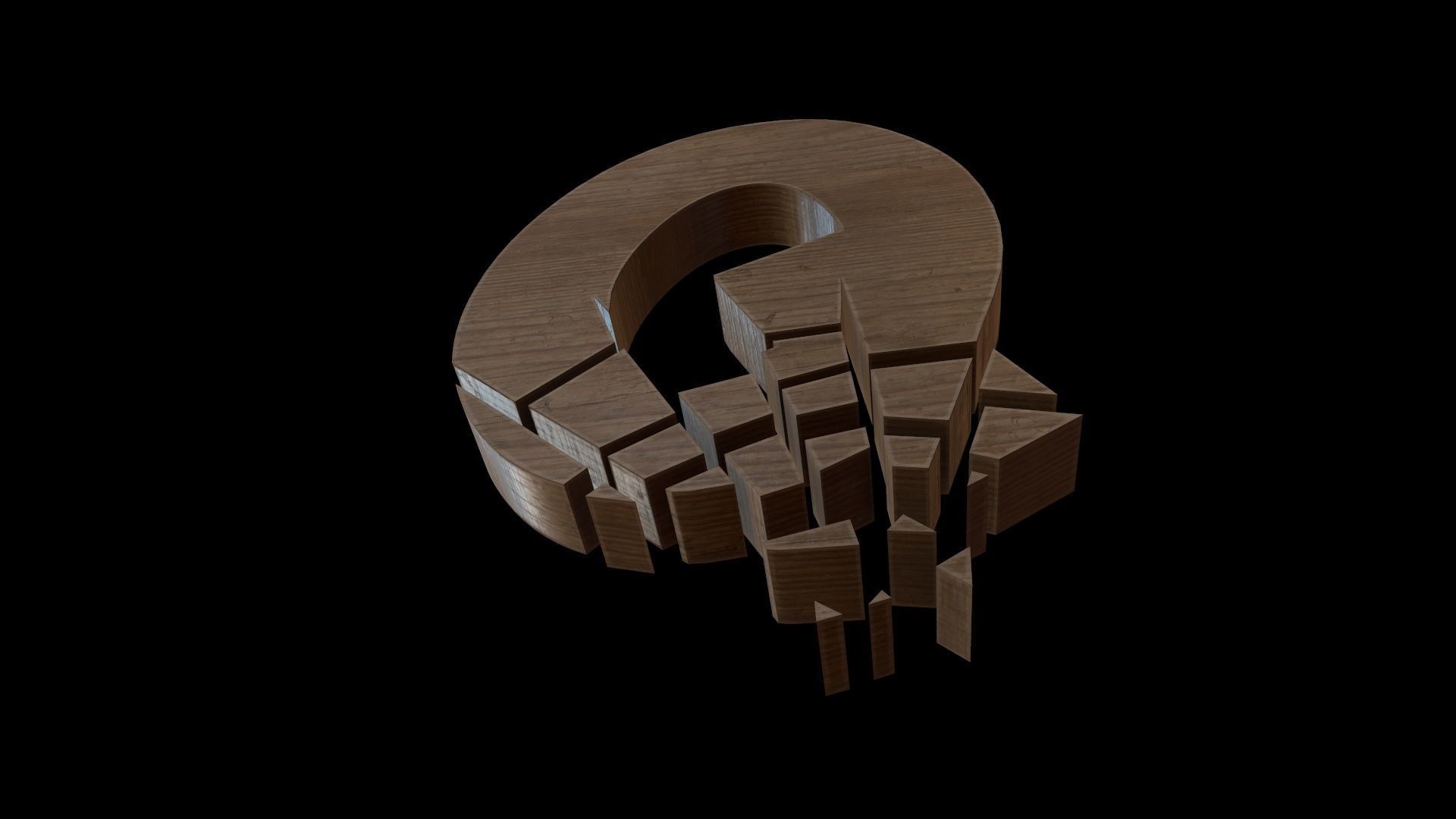 FONT-089 Letter Q Low-poly 3D model_3