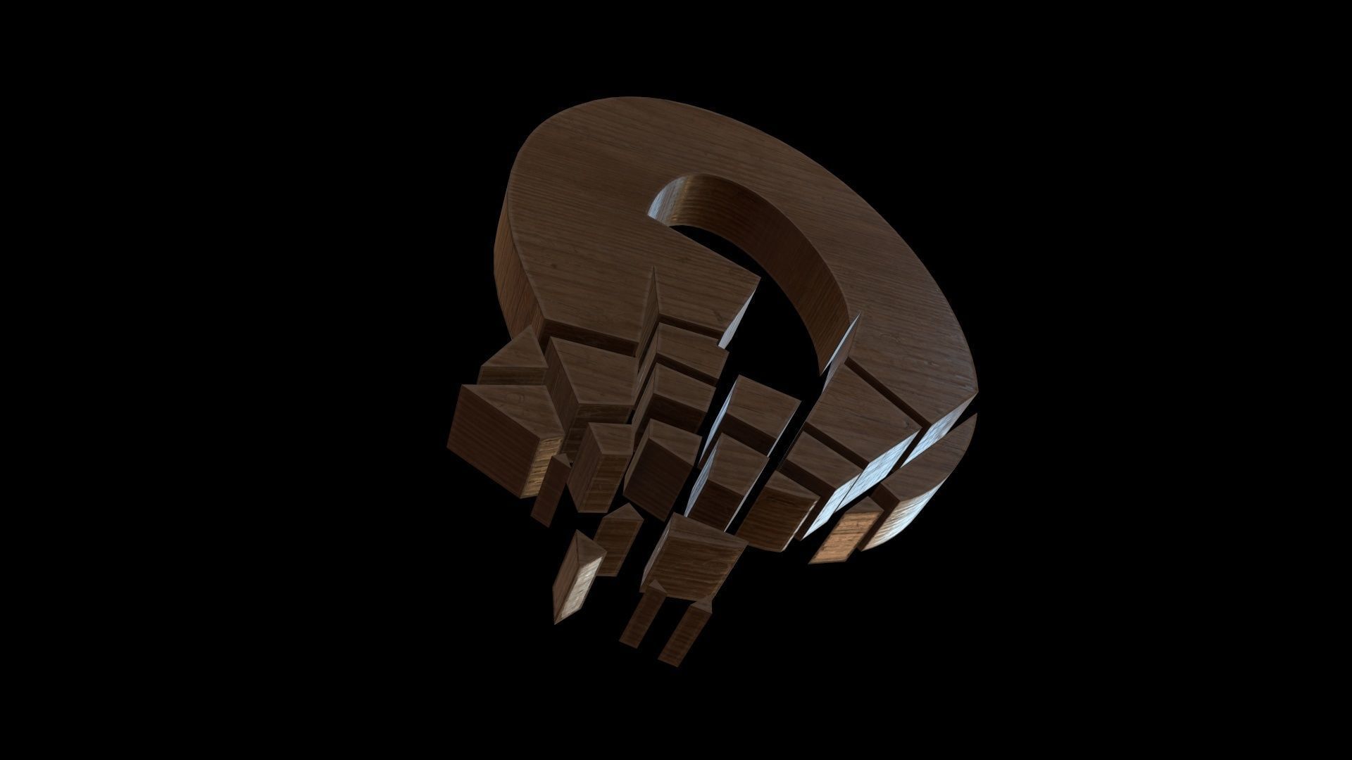 FONT-089 Letter Q Low-poly 3D model_4